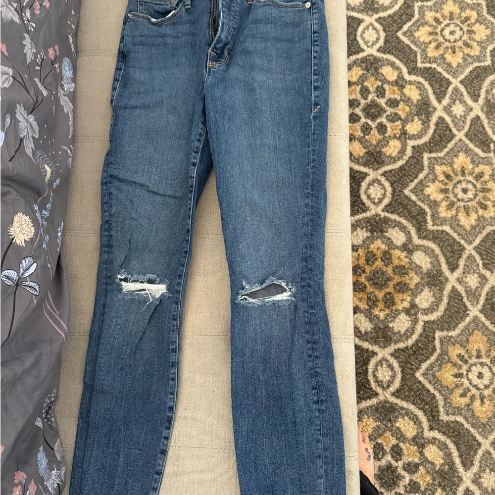 Good American Blue Distressed Skinny Jeans